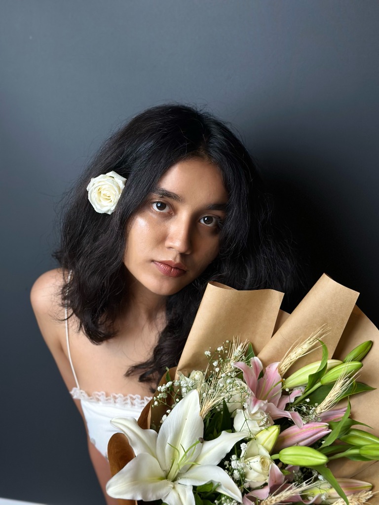 Kashmira Portrait with Bouquet